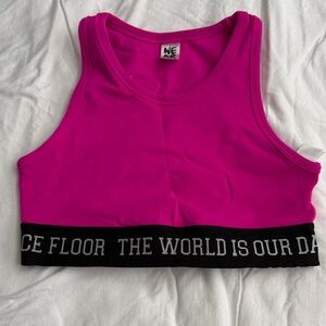 Zumba Fitness Hot Pink Racerback Sports Bra with Black Elastic Band